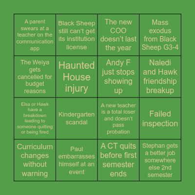 Tree House 2025-2026 Bingo Card