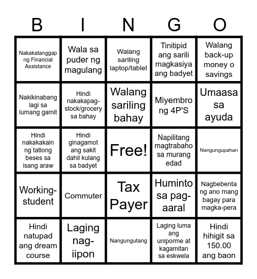 ANO KA? PUNAN MO! Bingo Card