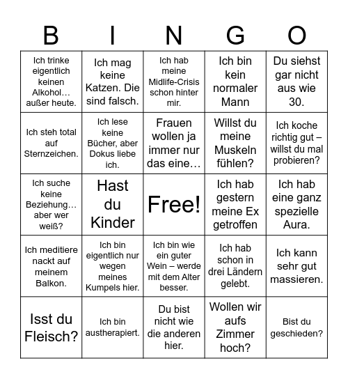 Speeddating Bingo Card