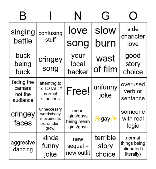 zombies bingo Card