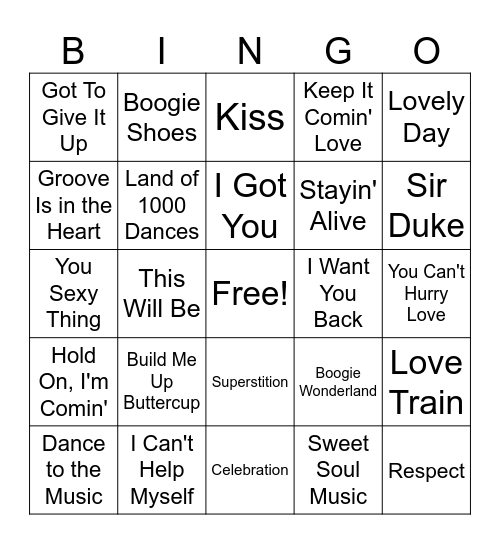 Funky Motown Beats Round 2 Bingo Card