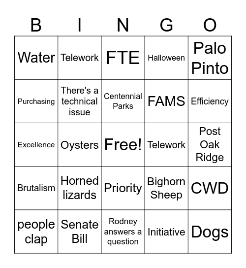 Summer Townhall Bingo Card
