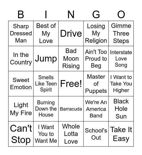 We'reAnAmericanBand Bingo Card