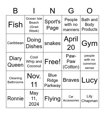 Who Know the Couple Best? Bingo Card