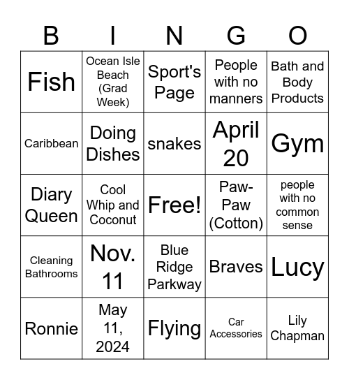 Who Know the Couple Best? Bingo Card