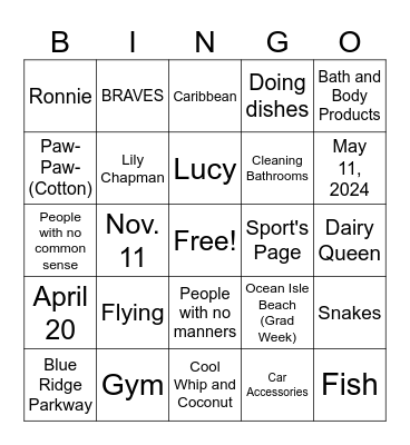 Who Knows the Couple Best? Bingo Card