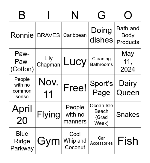 Who Knows the Couple Best? Bingo Card