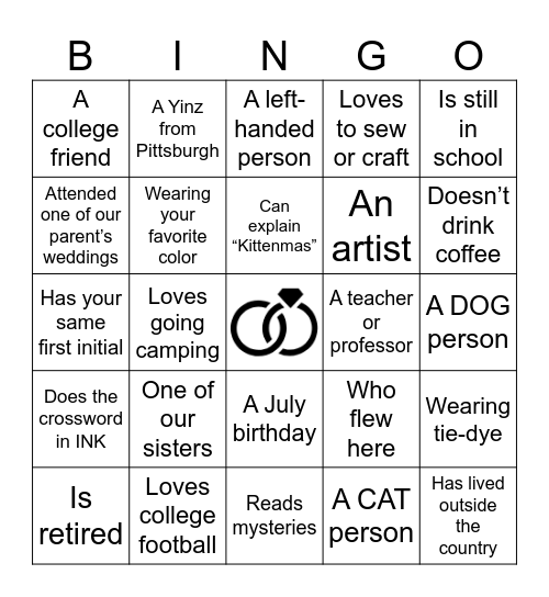 Find the Guest ... Bingo Card