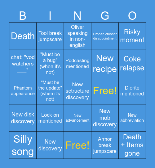 About Oliver Bingo Card