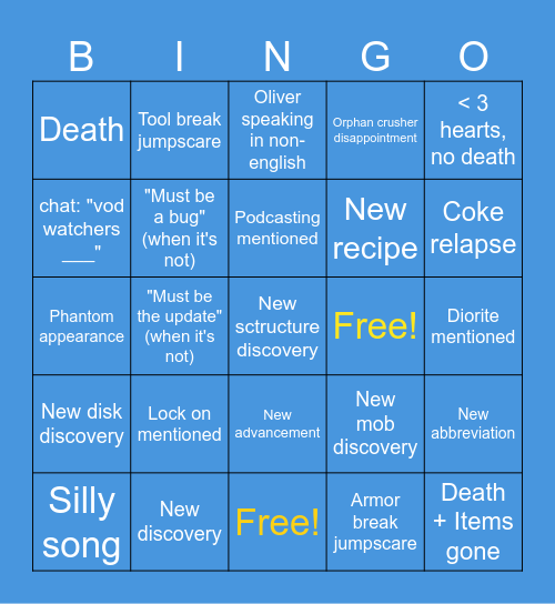 About Oliver Bingo Card