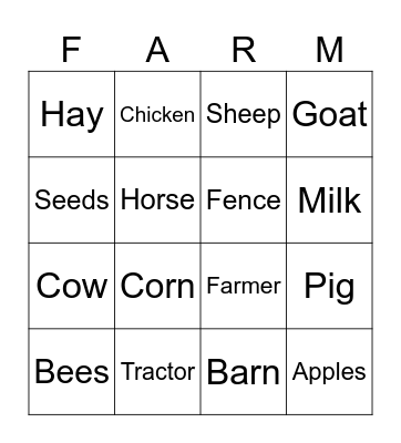 FARM Bingo Card