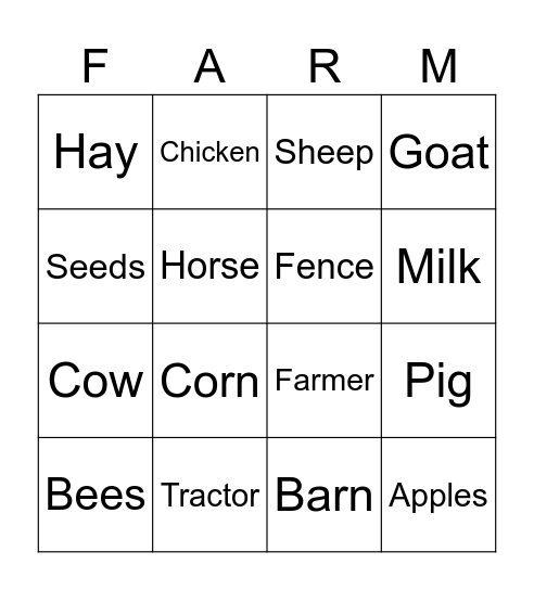 FARM Bingo Card