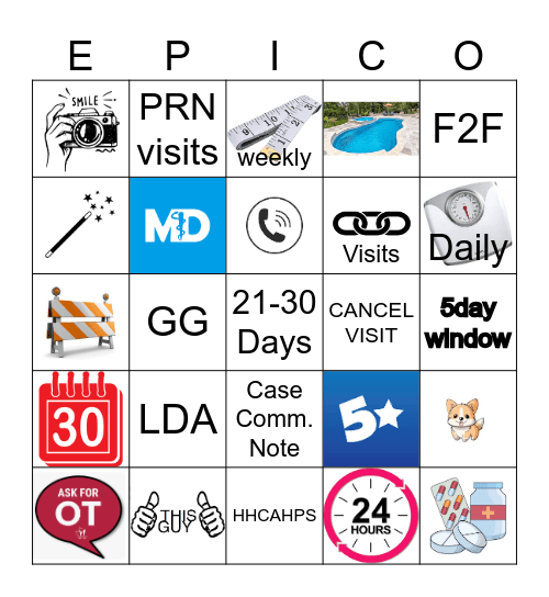 Saratoga EPIC-O Bingo Card