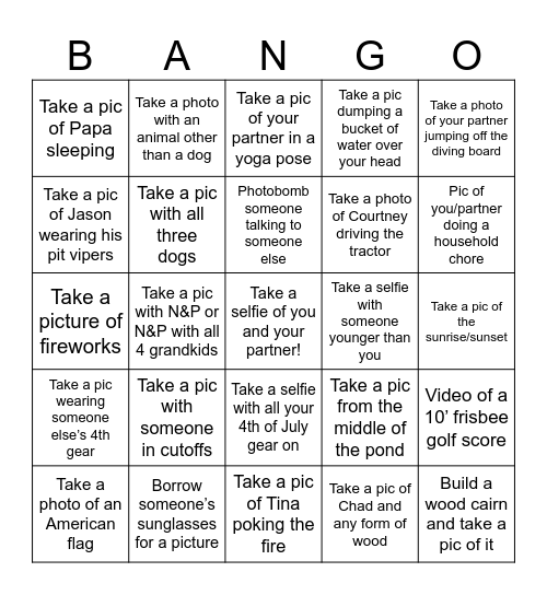 BANGO Bingo Card
