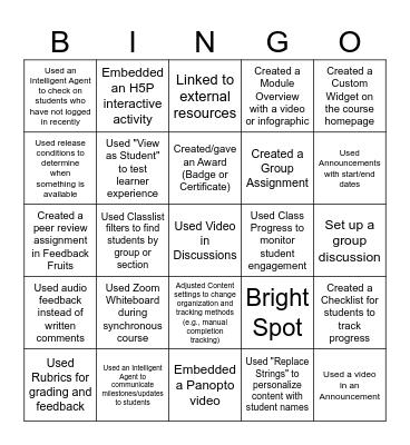 Bright Bingo: Engagement Edition Bingo Card