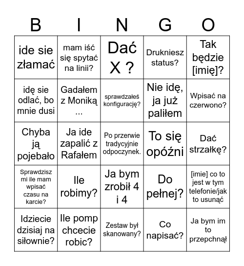 Majkelingo Bingo Card