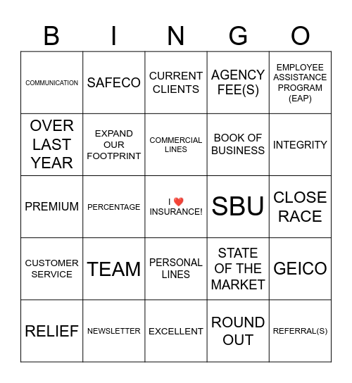 TSL Annual Meeting Bingo Card