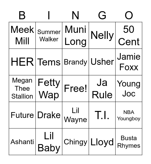 Music Bingo Card