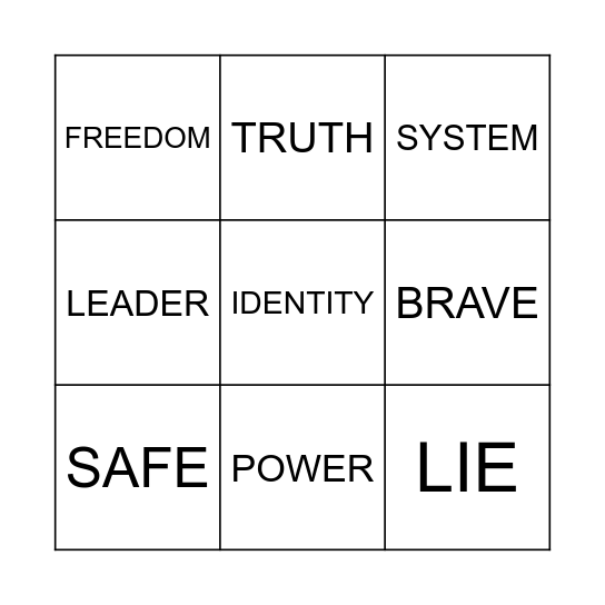 VOCABULARY BINGO Card