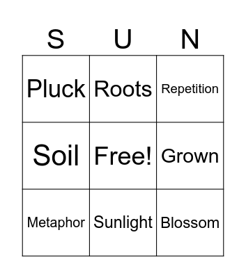 Unfurling People Bingo Card