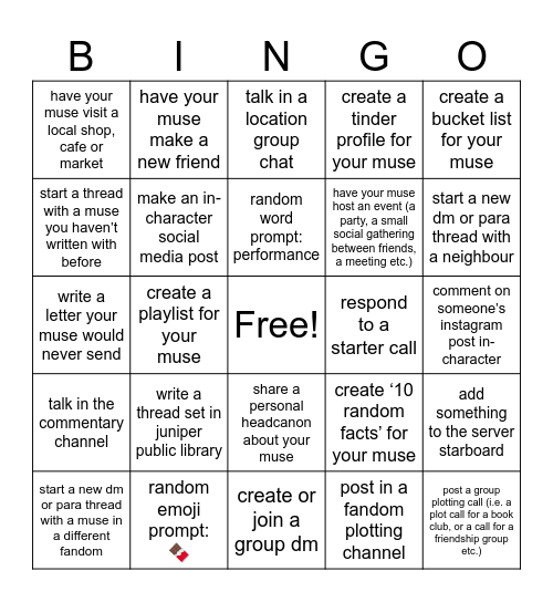 gambit's bingo card Bingo Card