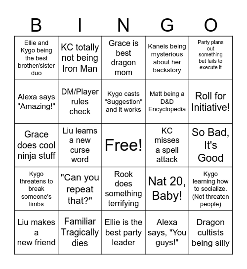 DnD Bingo (Hoard) Bingo Card