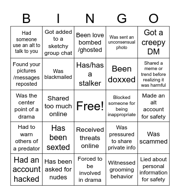 Weird Internet Bingo Card
