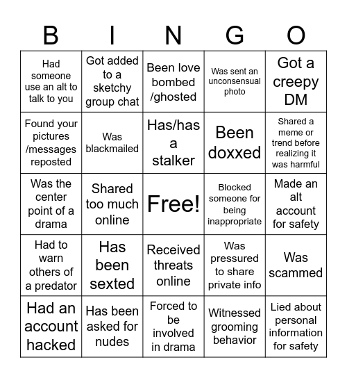 Weird Internet Bingo Card