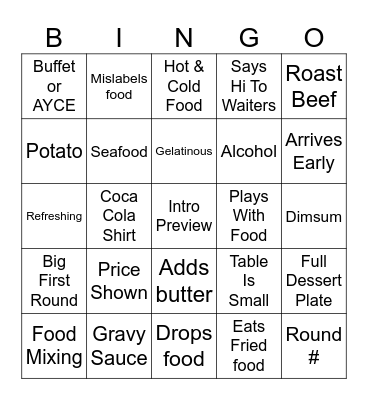 Tim Lee Food Bingo Card