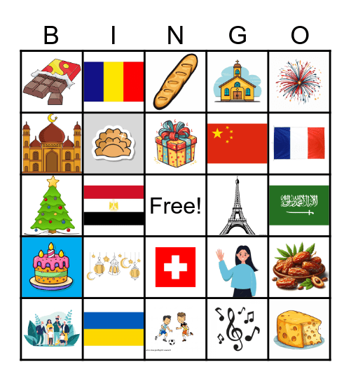 Les traditions en français Bingo Card