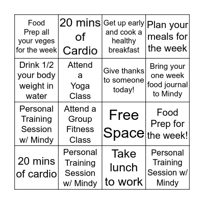 November Blackout Fit Bingo! Bingo Card