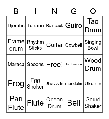 Instrument Bingo Card