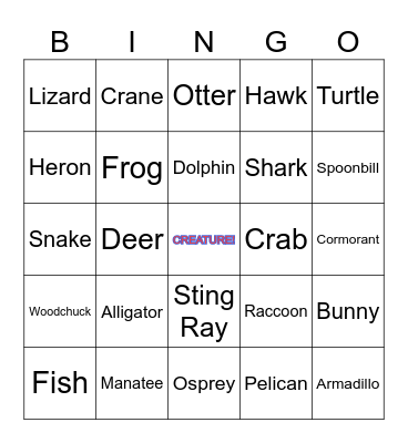 Naples Animal Bingo 2025 Bingo Card