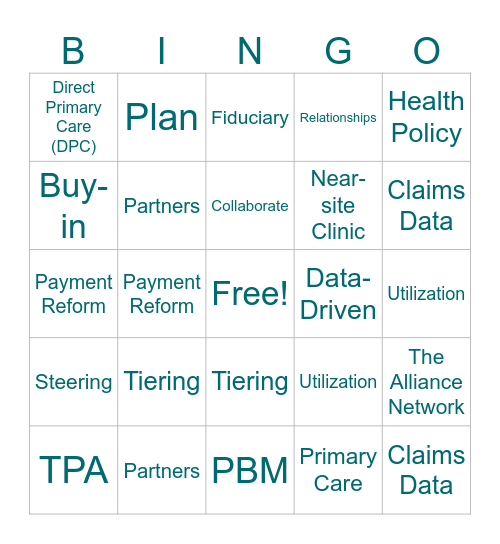 Benefit Bingo Card