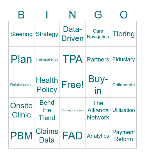 Benefit Bingo Card