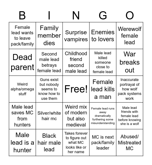 Book Prediction Bingo Card