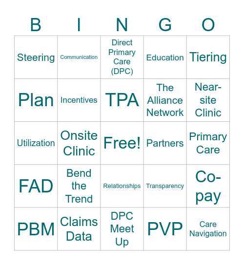 Benefit Bingo Card