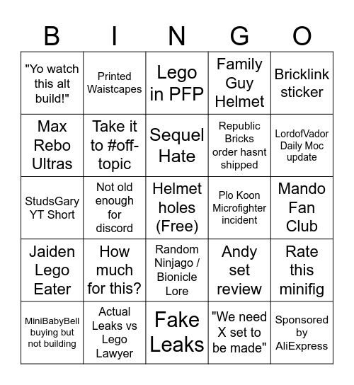 Official LSW Discord Bingo Card