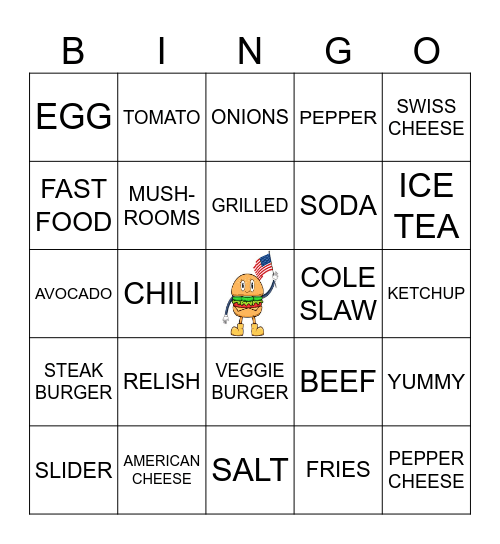 THE ALL-AMERICAN HAMBURGER BINGO Card