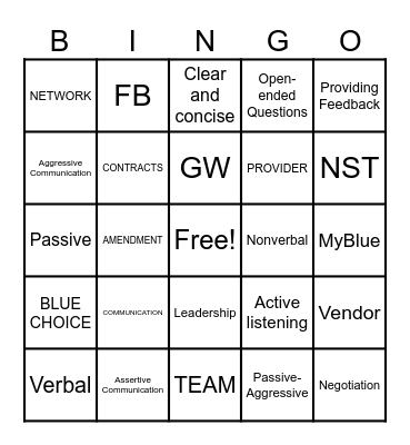 Network Team BINGO Card