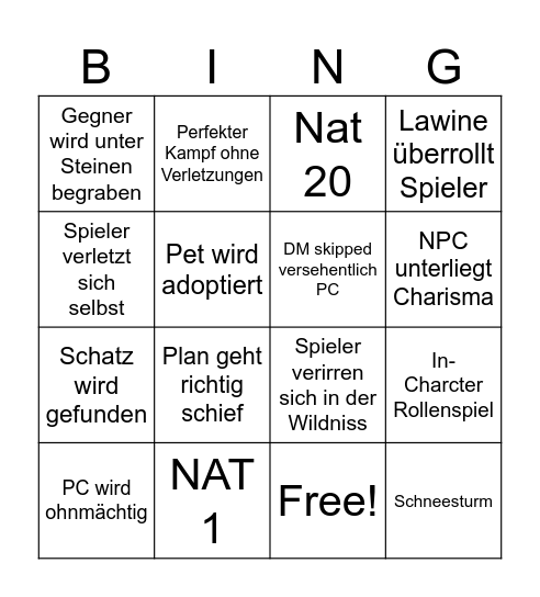 Frostmaiden Bingo Card