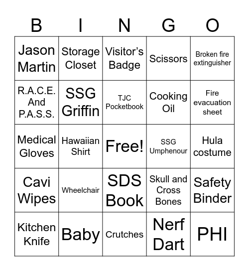 Safety Rodeo Bingo Card