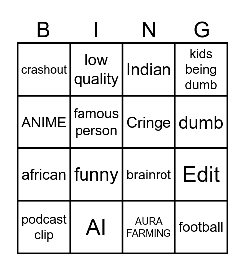 empire Bingo Card