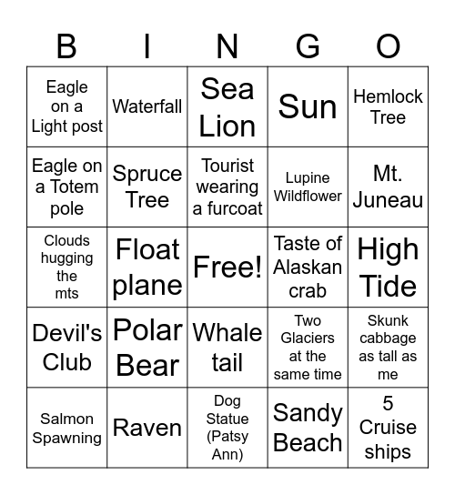 Jack & Lily in Juneau! Bingo Card
