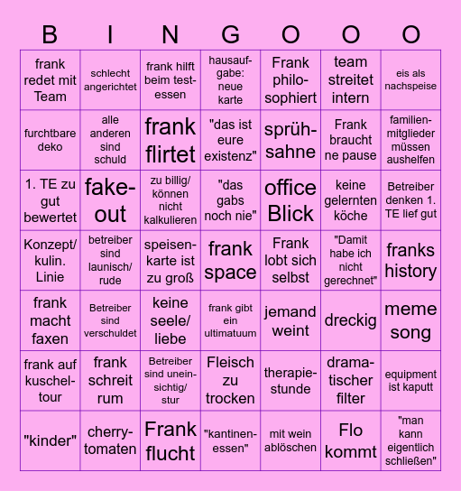rosins restaurants bingo Card