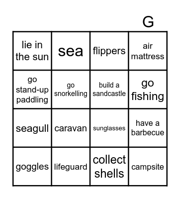 Holidays Bingo Card