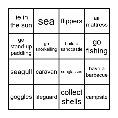 Holidays Bingo Card