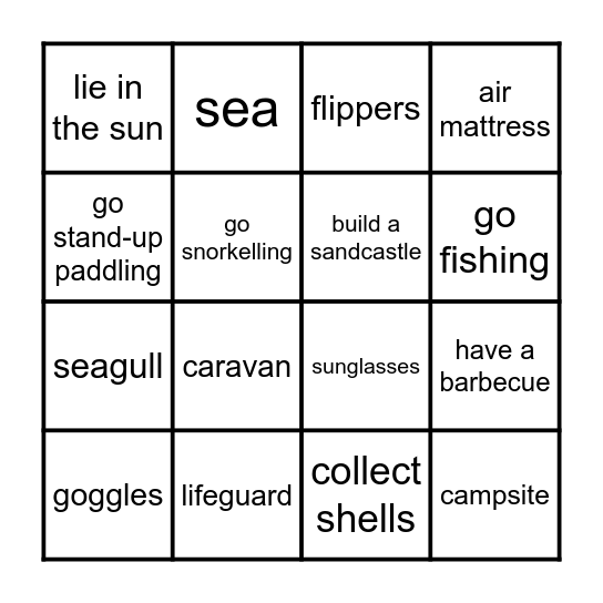 Holidays Bingo Card