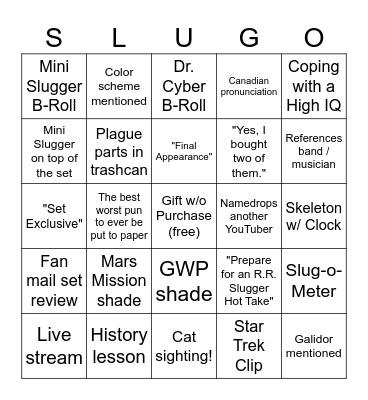 Summer of Slug Bingo Card