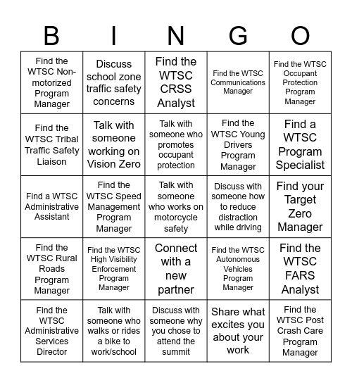 TSS Networking BINGO! Bingo Card